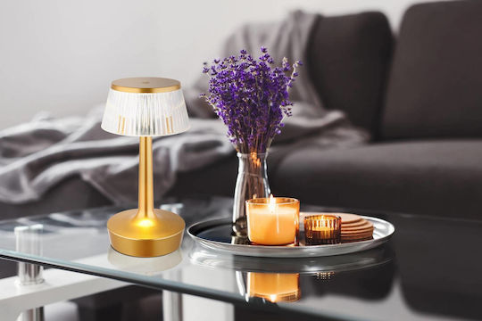 Globo Lighting Lampă de masă LED cu Abajur Transparent și Bază Auriu
