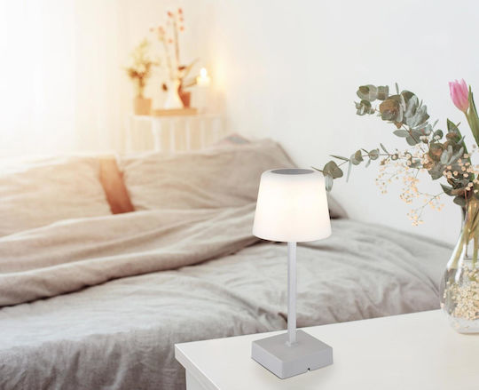 Globo Lighting Πλαστικό Πορτατίφ LED με Λευκό Καπέλο και Ασημί Βάση