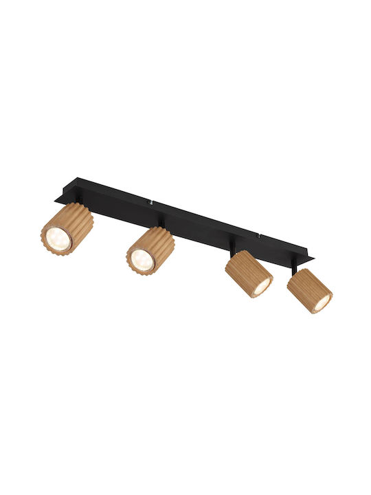 Globo Lighting Σποτ με 4 Φώτα σε Καφέ Χρώμα