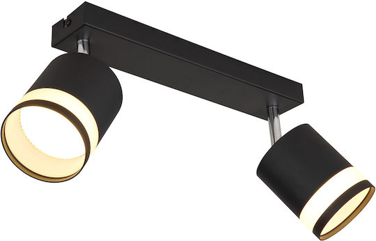 Globo Lighting Διπλό LED Θερμό Λευκό Σποτ σε Μαύρο Χρώμα