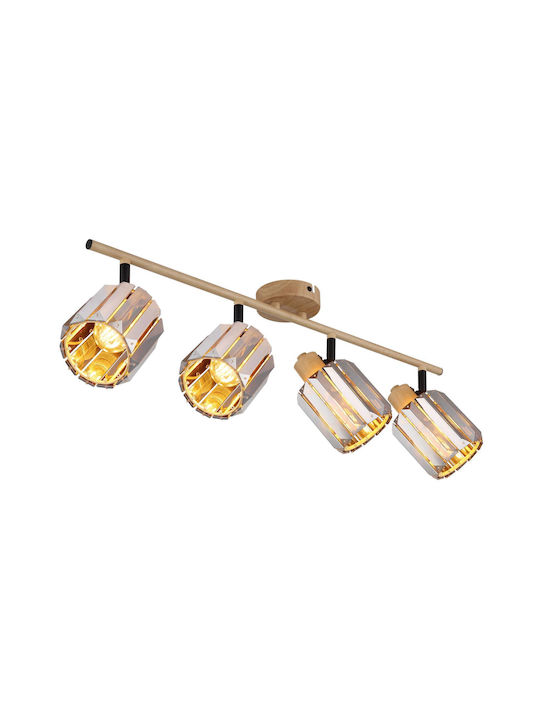 Globo Lighting Σποτ με 4 Φώτα σε Μπεζ Χρώμα