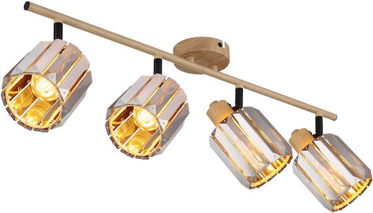 Globo Lighting Σποτ με 4 Φώτα σε Μπεζ Χρώμα