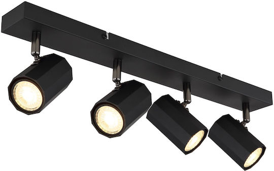 Globo Lighting Spot Cu 4 Lumini Și Cu Bază De Bec GU10 În Culoare Neagră