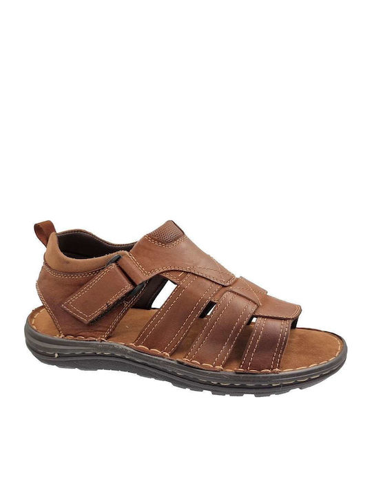 Leder Herrensandalen in Tabac Braun Farbe