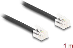 DeLock Flat Τηλεφωνικό Καλώδιο RJ11 6P4C 1m Μαύρο (88301)