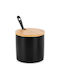 Black Ceramic Sugar Bowl Spoon 139681