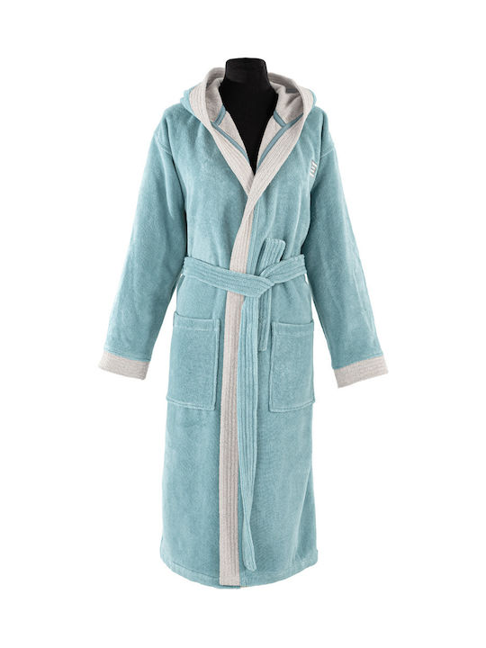 Guy Laroche Monogram Bathrobe with Hood Ocean