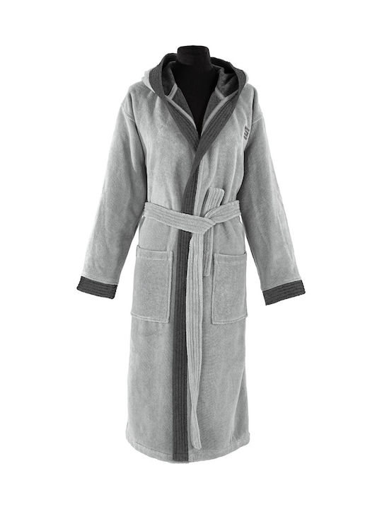 Guy Laroche Monogram Bathrobe with Hood Smoke