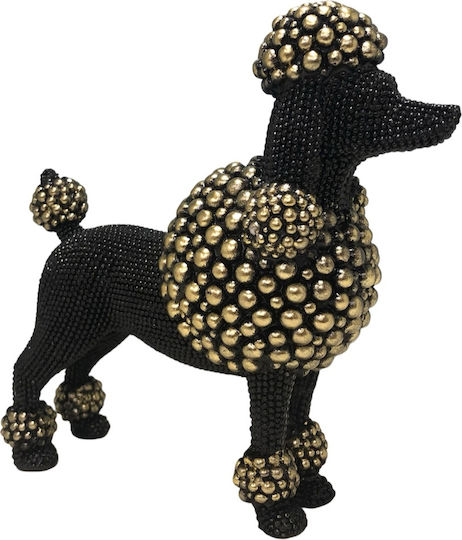 Decorative Figure Dog Polresin Black Gold Color Poodle 19x7.4x18cm