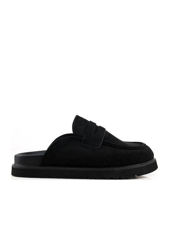 Μαύρα Suede Loafers Sport Πλατφόρμα