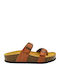 Bombay Sandale Flatforme de Piele pentru Damă Portocalii