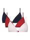 Tommy Hilfiger 3er-Pack Triangle Damen-BHs Uw0uw05747-0v5 0v5/Primär Rot-l Rosa Rippe-Marineblau