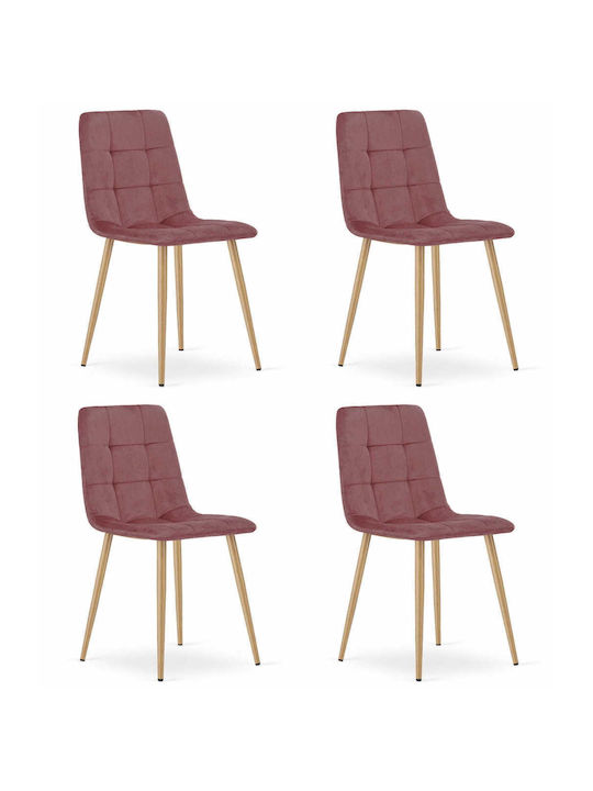 Kara Stühle Speisesaal Pink Velvet 4Stück 67.5x59x58cm