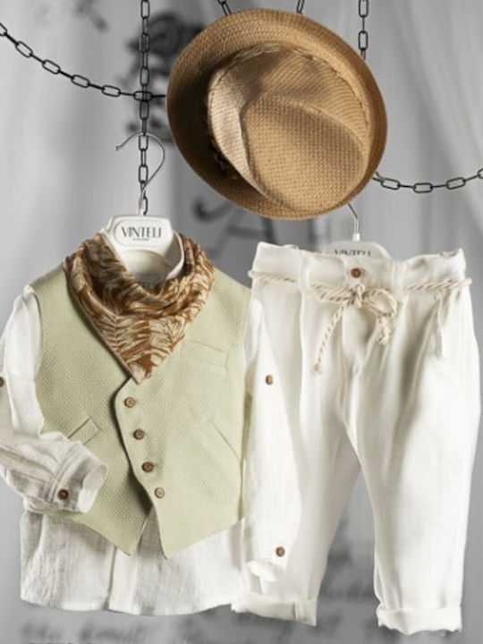 Vinteli Baptism Suit with Vest for Boy White