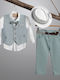 Costum de botez pentru băiat mentă-alb 2905-4 New Life Nl-2905-4