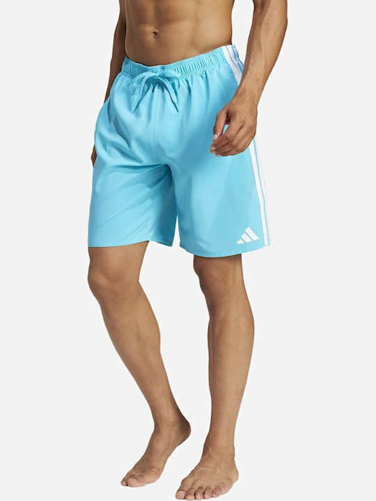 adidas 3-stripes Herren Badebekleidung Shorts Hellblau Gestreift