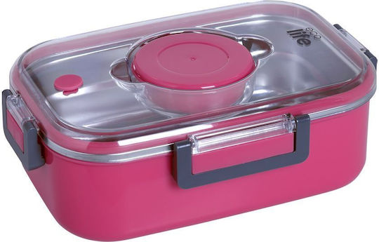 Ecolife Double Wall Rectangular Ροζ 850ml