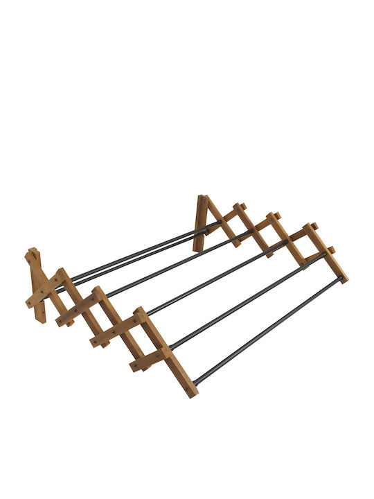 Sepio Wooden Folding Wall Mounted Clothes Drying Rack with Hanging Length 4.8m