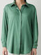 Women's Satin Long Sleeve Shirt Olive