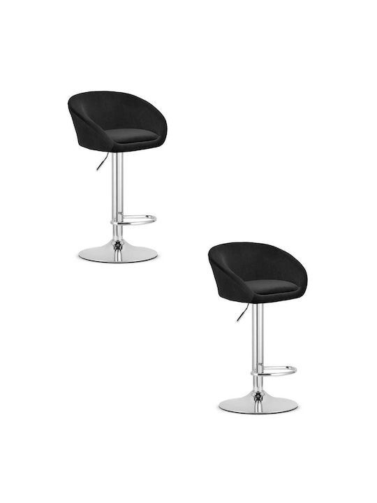 Stool Bar Upholstered with Velvet East Black 2p...