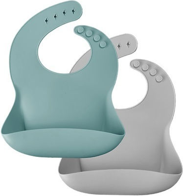 Minikoioi Impermeabila Bavetă Silicon Green, Grey 2buc