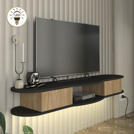 Perk Επιτοίχιο με Φωτισμό Led Ανθρακί - Sepet Oak 150x35x19.2εκ. Perk Επιτοίχιο με Φωτισμό Led Ανθρακί - Sepet Oak 150x35x19.2εκ.
