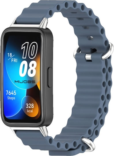 Каишка за часовник Huawei Band 8 9 Mijobs от морски силикон, дишаща, космическо синьо+сребристо