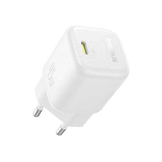 Baseus Φορτιστής Χωρίς Καλώδιο GaN με Θύρα USB-C 45W Power Delivery / Quick Charge 3.0 / SuperCharge Λευκός (PicoGo)