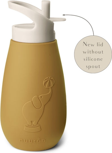 Nuuroo Pax Kids Water Bottle from Silicone with Straw Yellow 350ml