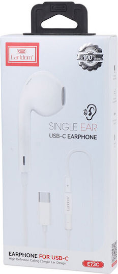Earldom E73c In-ear Handsfree Ακουστικά με Βύσμα USB-C Λευκό