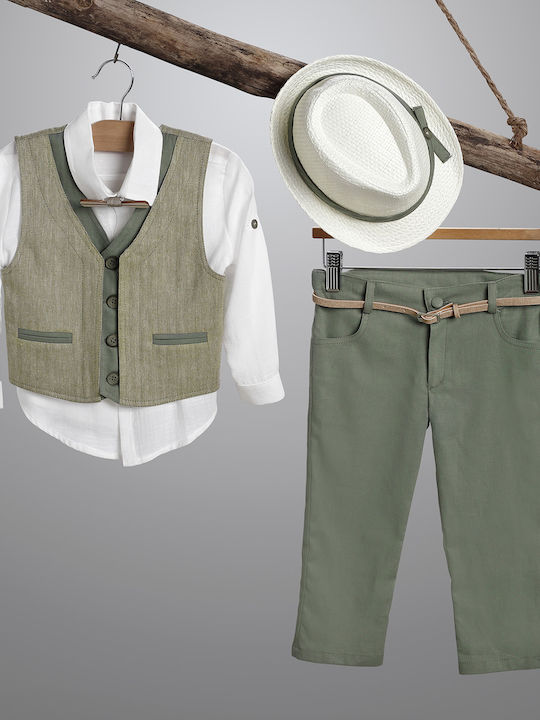 Baptism Suit for Boy Olive-Cream 2913-3 New Life Nl-2913-3