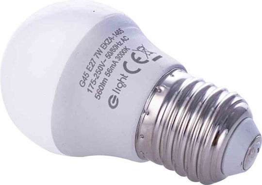 Eko Light Λάμπα LED 7W για Ντουί E27 και Σχήμα G45 Θερμό Λευκό