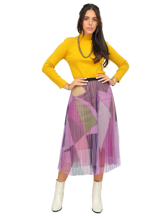 High-waisted Midi Skirt Purple
