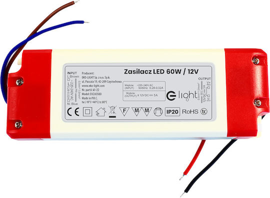 Eko Light LED Power Supply IP20 Power 60W with Output Voltage 12V