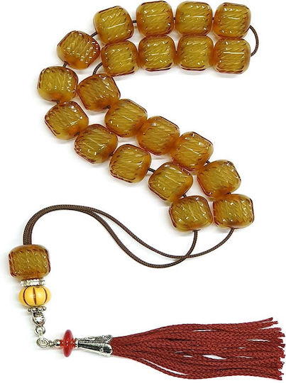 Roloi Komboloi Graven Mastic Worry Beads Yellow 35cm