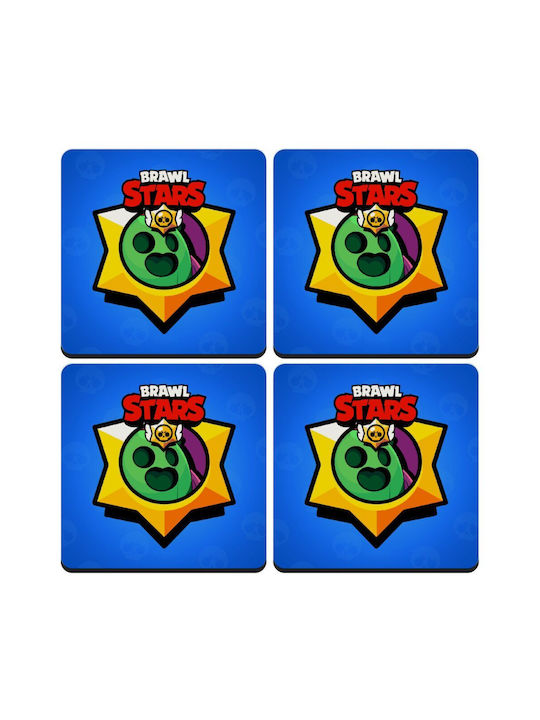 Koupakoupa Brawl Stars Spike Untersetzer Hölzernes Blau 4Stück