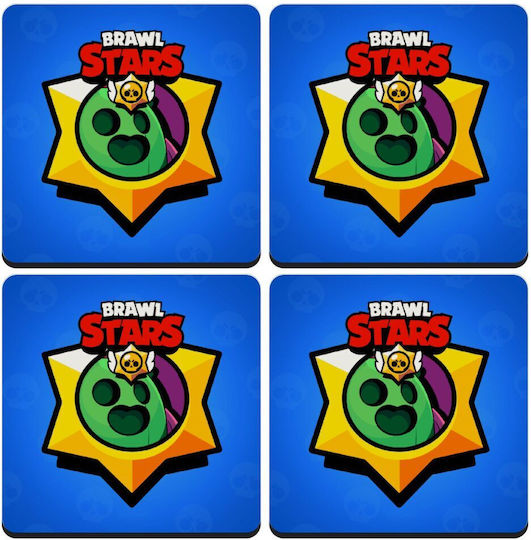 Koupakoupa Brawl Stars Spike Untersetzer Hölzernes Blau 4Stück