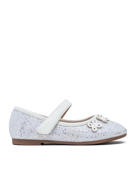 Kids Ballerinas with Hoop & Loop Closure White