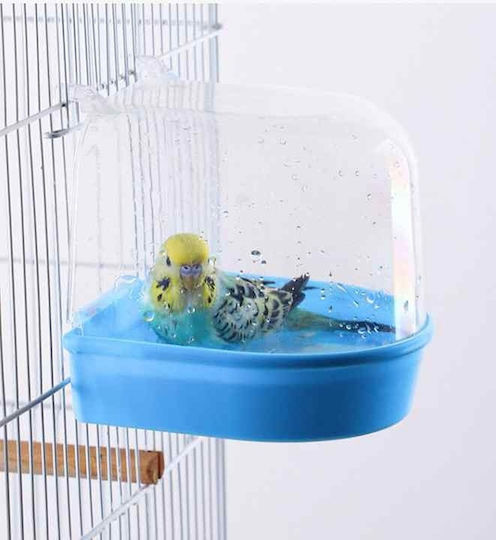 Large Bird Bathtub with Top Hole & Plastic Clips – M13xW13xH13.5cm Light Blue
