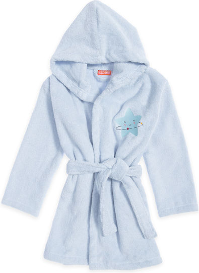 Nef-Nef Homeware Kids Hooded Bathrobe Explore The Universe Light Blue