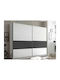 Ușă dublă Dulap de Haine Glisare Ontario White + Black 300x64x225cm