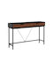 Fl2405 Console Table Wood & Metal with Mirror Grey Oak-black Color L120xW30xH76cm