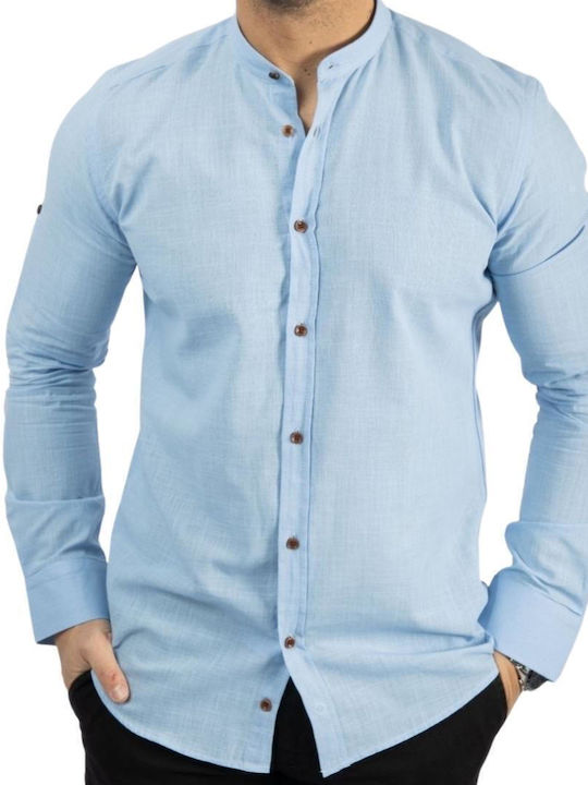 Long-sleeved Linen Shirt Light Blue