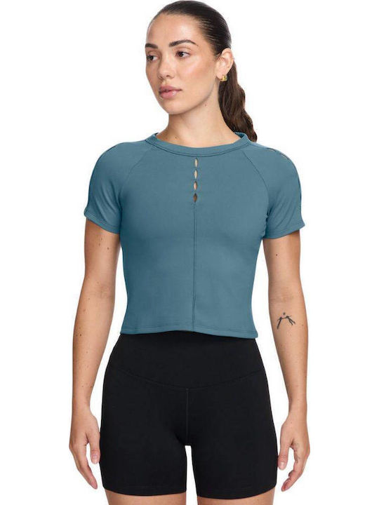 One Women's Athletic Blouse Short Sleeve Dri-Fit Smokey Blue