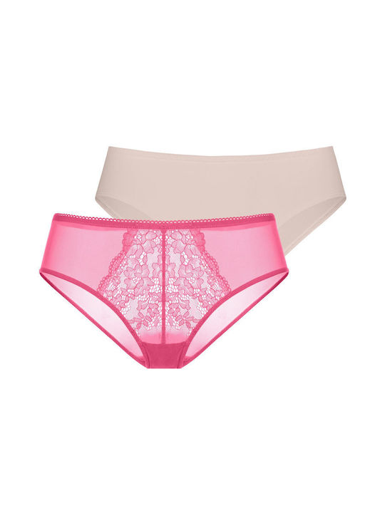 Γυναικεία Slip 2Pack με Δαντέλα Rose/beige