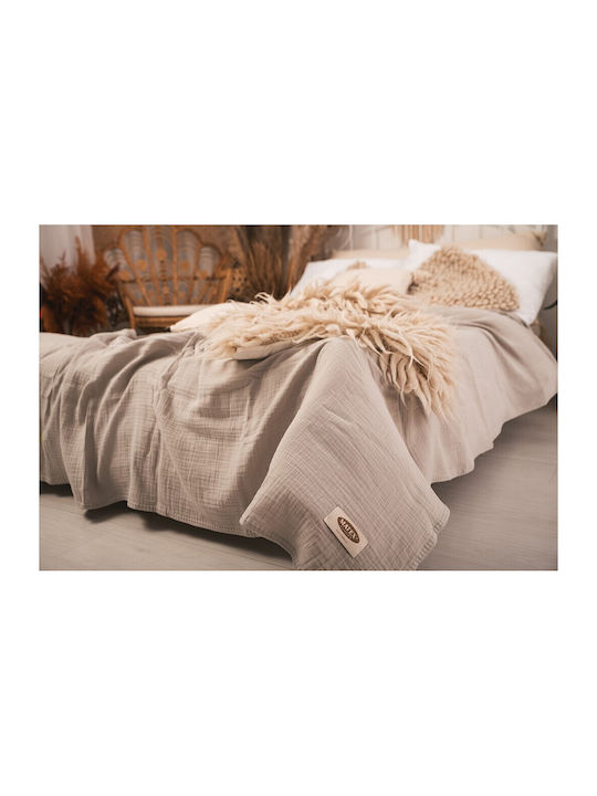 Matex Muslin Κουβερλί Υπέρδιπλο Βαμβακερό Gray ...