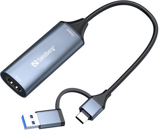 Sandberg Link To Конвертор HDMI мъжки към USB-A / USB-C женски Сив 1бр