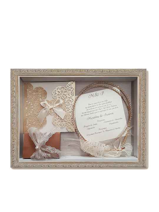 Wall-Mounted Rectangle Wedding Crown Case White 35x25cm