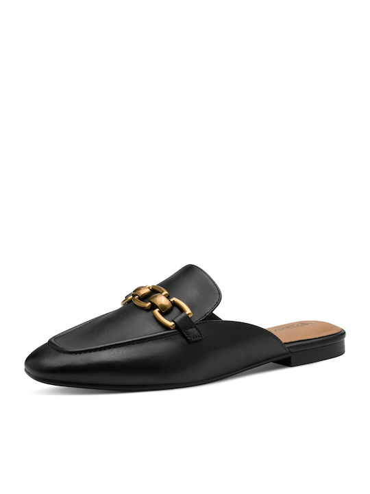 Tamaris Flat Δερμάτινα Mules σε Μαύρο Χρώμα 1-27304-44-001