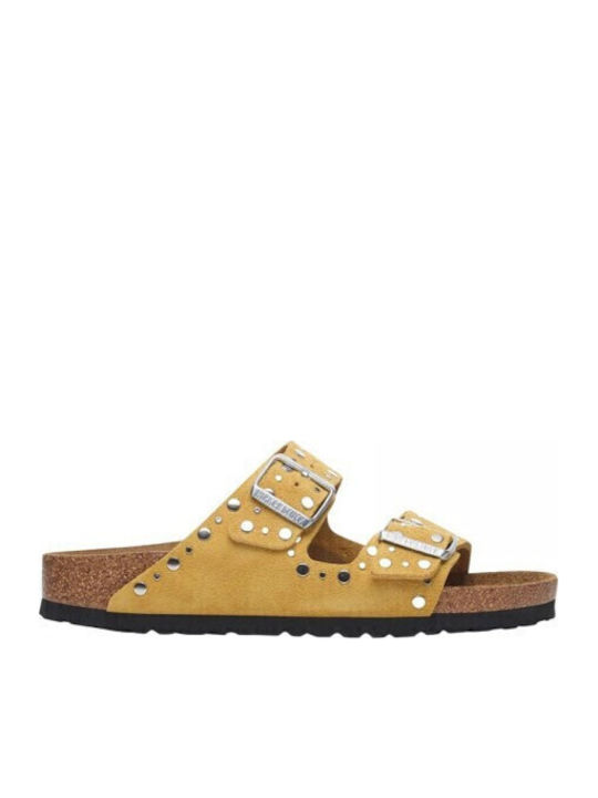 Birkenstock Arizona Rivets Δερμάτινα Σανδάλια Κίτρινα